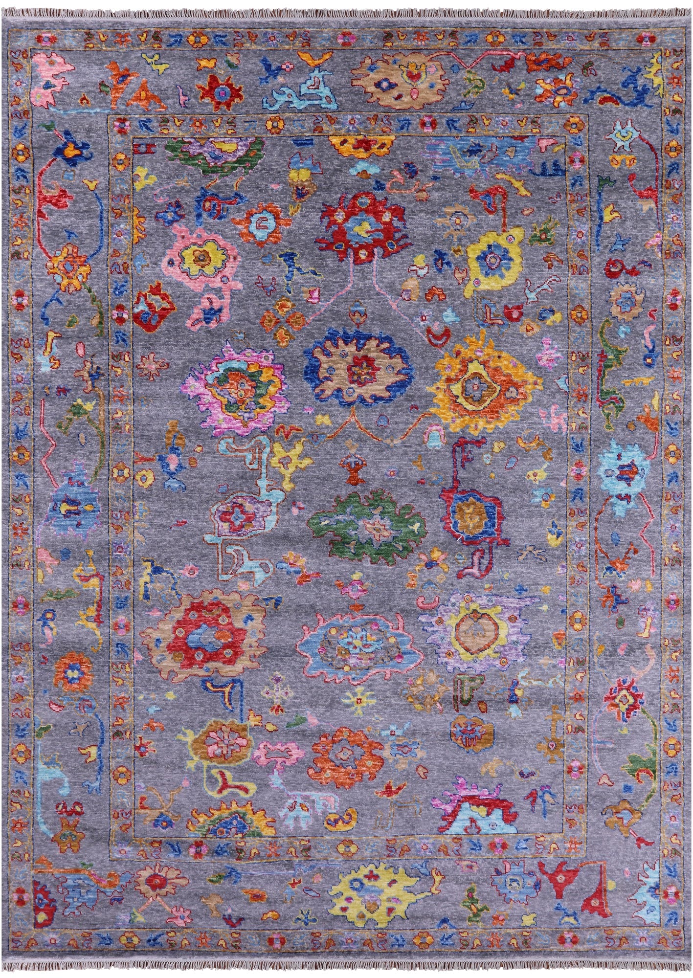 Grey Turkish Oushak Hand Knotted Wool Rug - 10' 2" X 13' 10" - Golden Nile