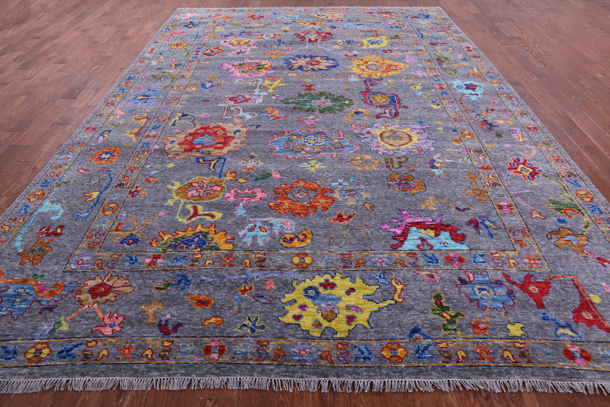 Grey Turkish Oushak Hand Knotted Wool Rug - 10' 2" X 13' 10" - Golden Nile