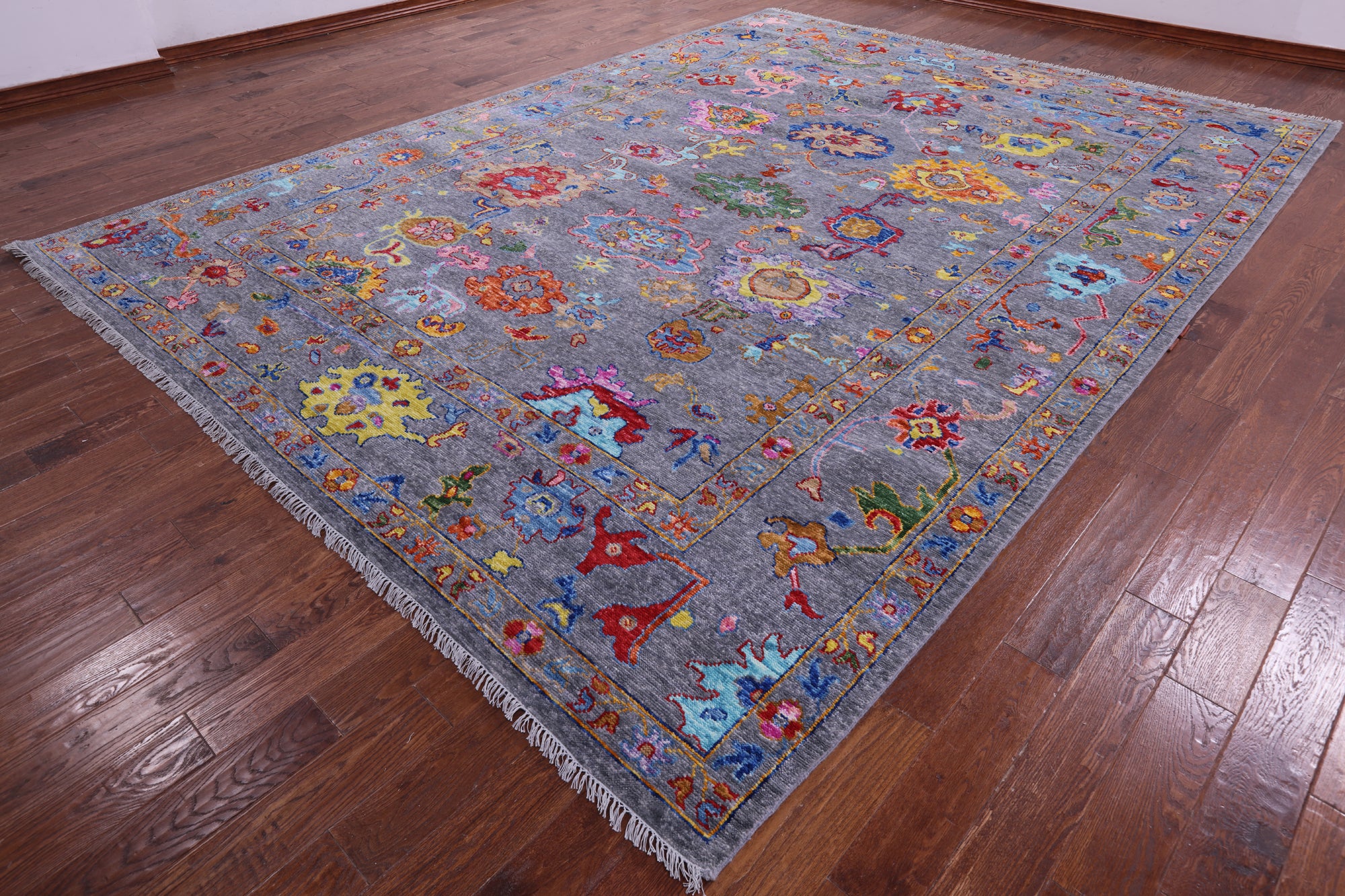 Grey Turkish Oushak Hand Knotted Wool Rug - 10' 2" X 13' 10" - Golden Nile
