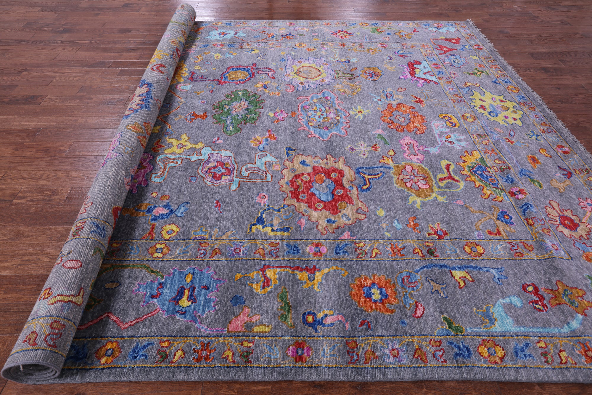 Grey Turkish Oushak Hand Knotted Wool Rug - 10' 2" X 13' 10" - Golden Nile