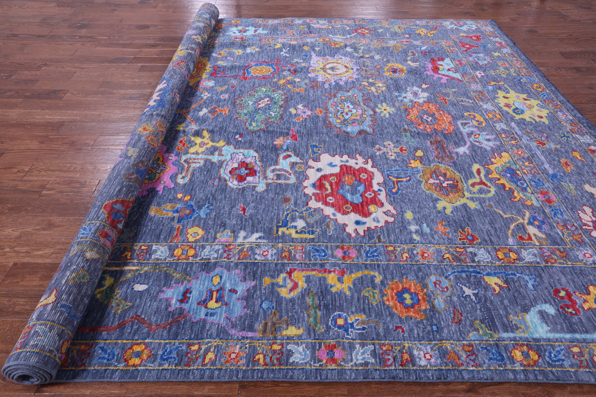 Grey Turkish Oushak Hand Knotted Wool Rug - 10' 4" X 13' 10" - Golden Nile