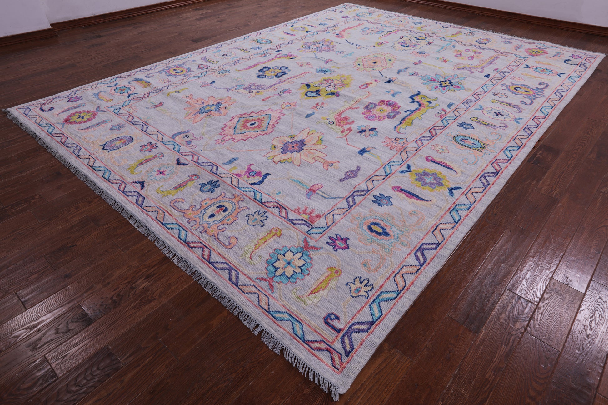 Grey Turkish Oushak Hand Knotted Wool Rug - 10' 1" X 13' 10" - Golden Nile