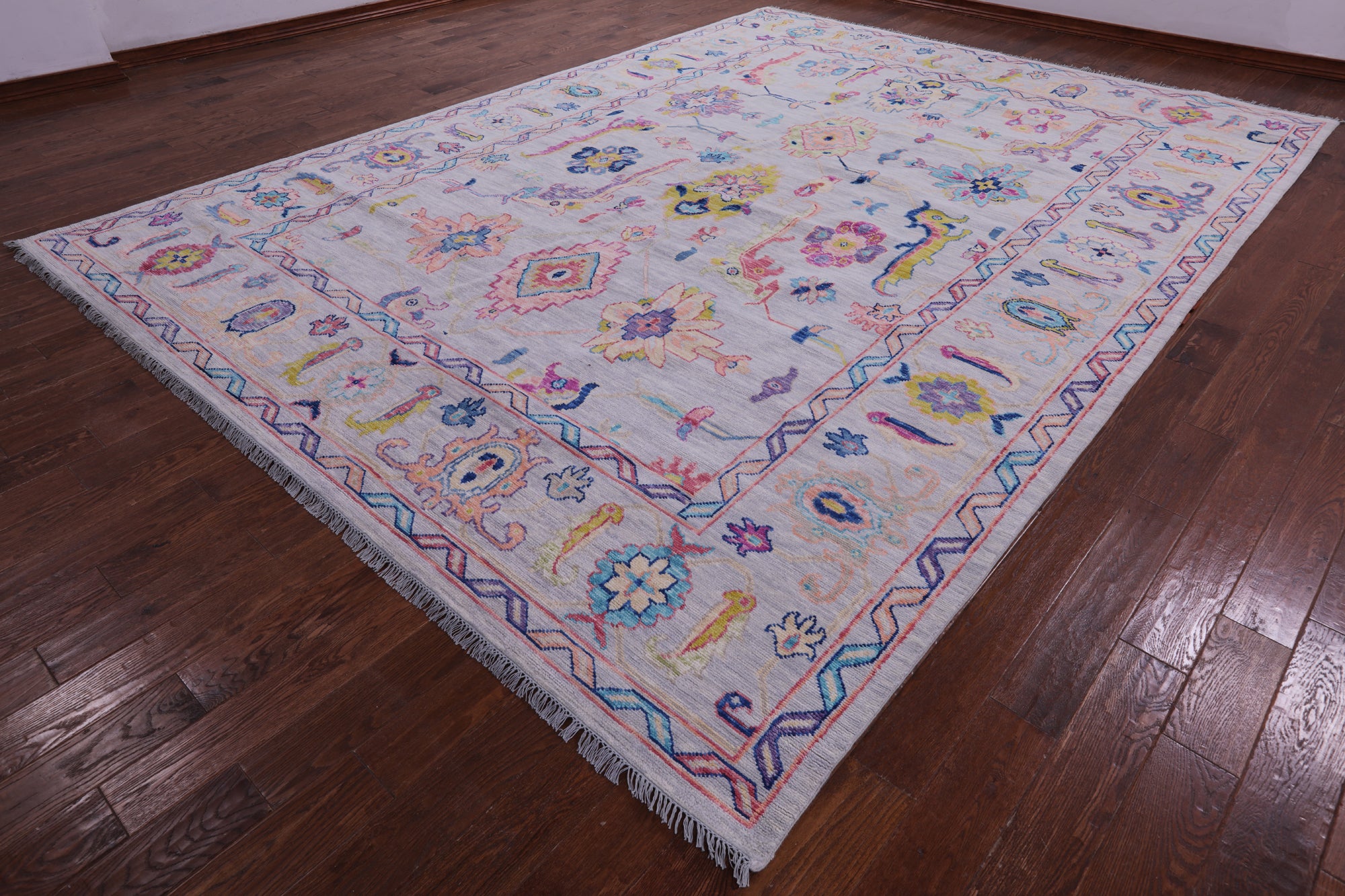 Grey Turkish Oushak Hand Knotted Wool Rug - 10' 1" X 13' 10" - Golden Nile