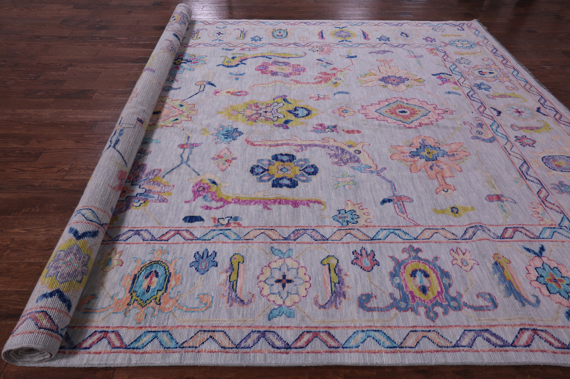 Grey Turkish Oushak Hand Knotted Wool Rug - 10' 1" X 13' 10" - Golden Nile