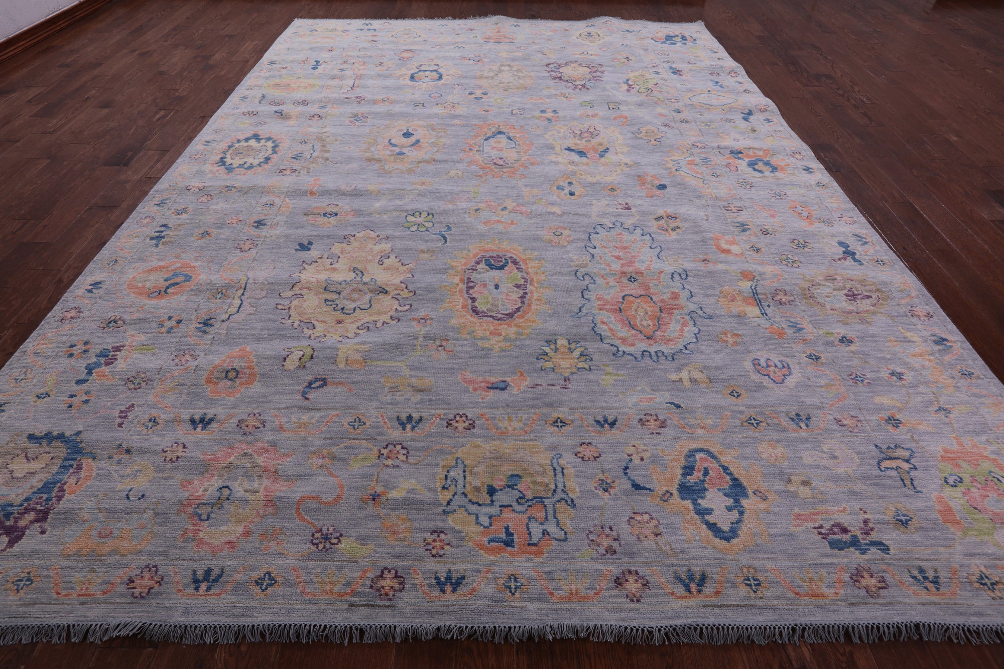 Grey Turkish Oushak Hand Knotted Wool Rug - 10' 1" X 13' 9" - Golden Nile