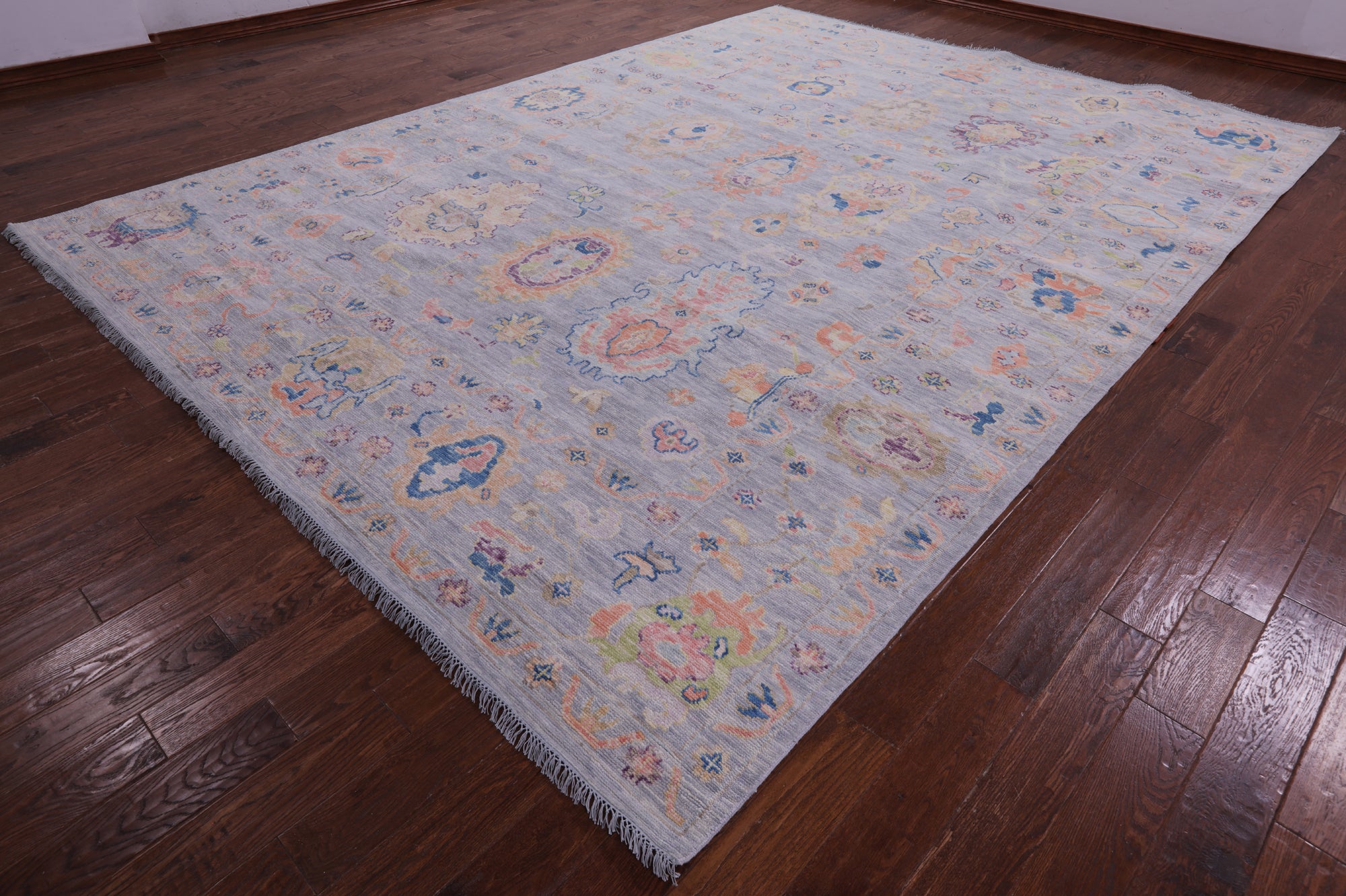 Grey Turkish Oushak Hand Knotted Wool Rug - 10' 1" X 13' 9" - Golden Nile