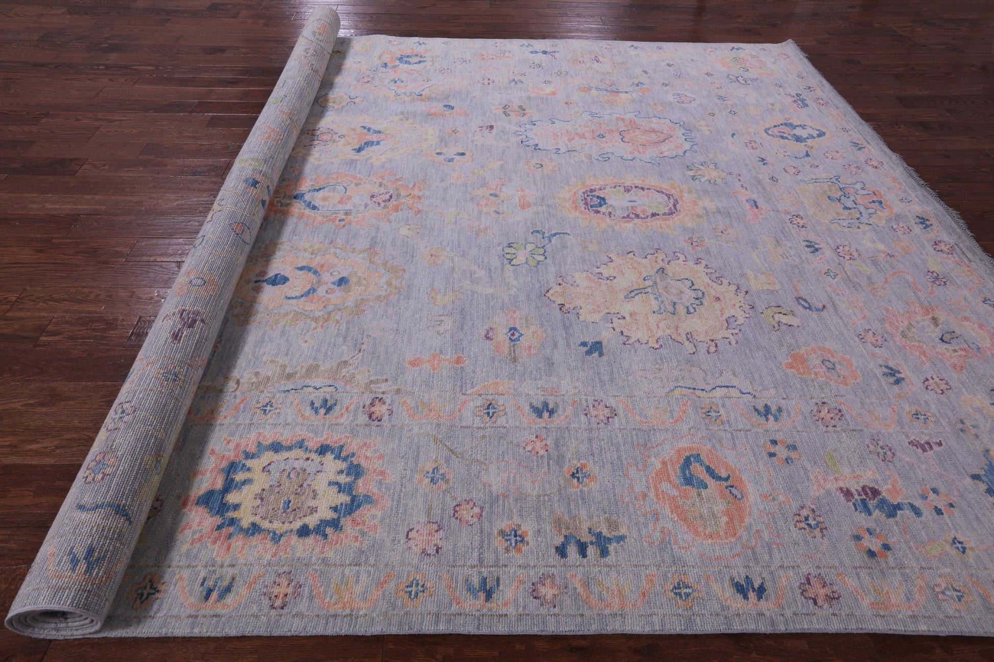 Grey Turkish Oushak Hand Knotted Wool Rug - 10' 1" X 13' 9" - Golden Nile
