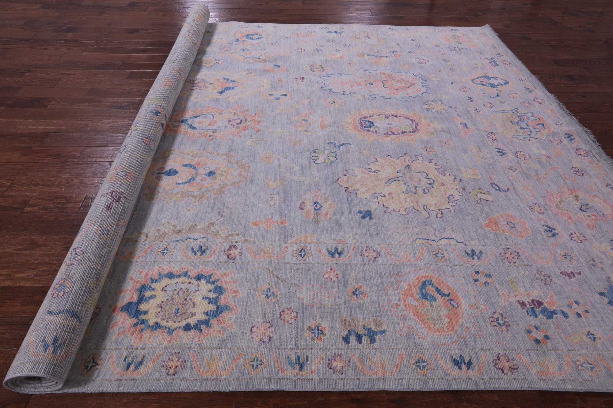 Grey Turkish Oushak Hand Knotted Wool Rug - 10' 1" X 13' 9" - Golden Nile