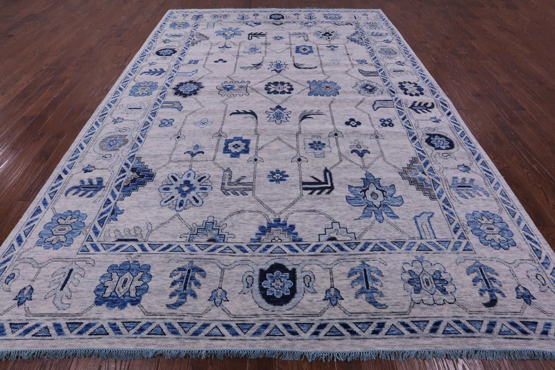 Grey Turkish Oushak Hand Knotted Wool Rug - 10' 2" X 13' 8" - Golden Nile