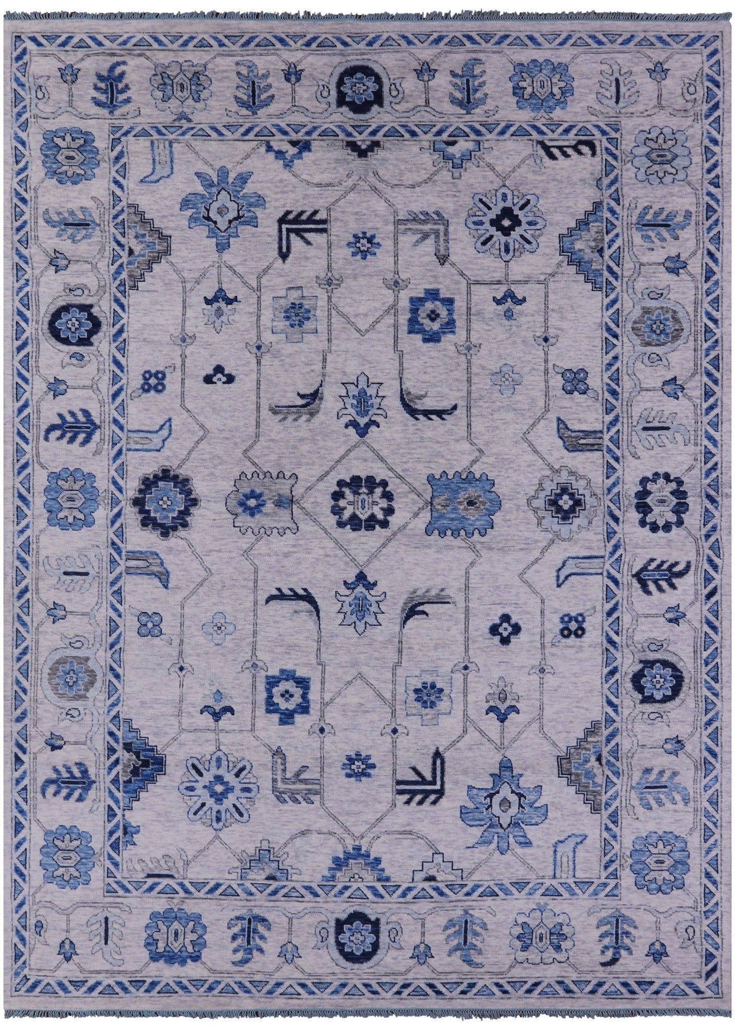 Grey Turkish Oushak Hand Knotted Wool Rug - 10' 2" X 13' 8" - Golden Nile