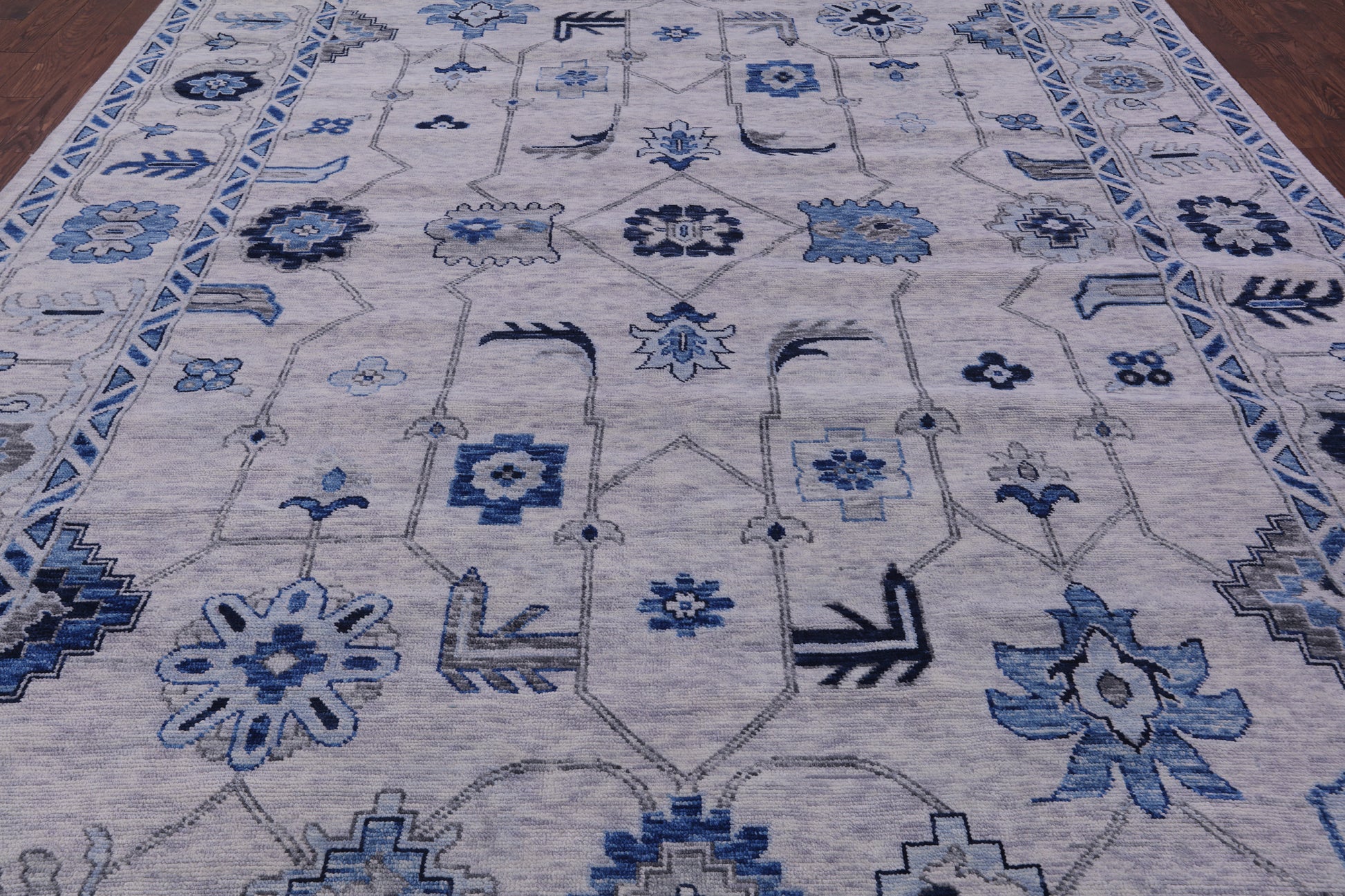 Grey Turkish Oushak Hand Knotted Wool Rug - 10' 2" X 13' 8" - Golden Nile