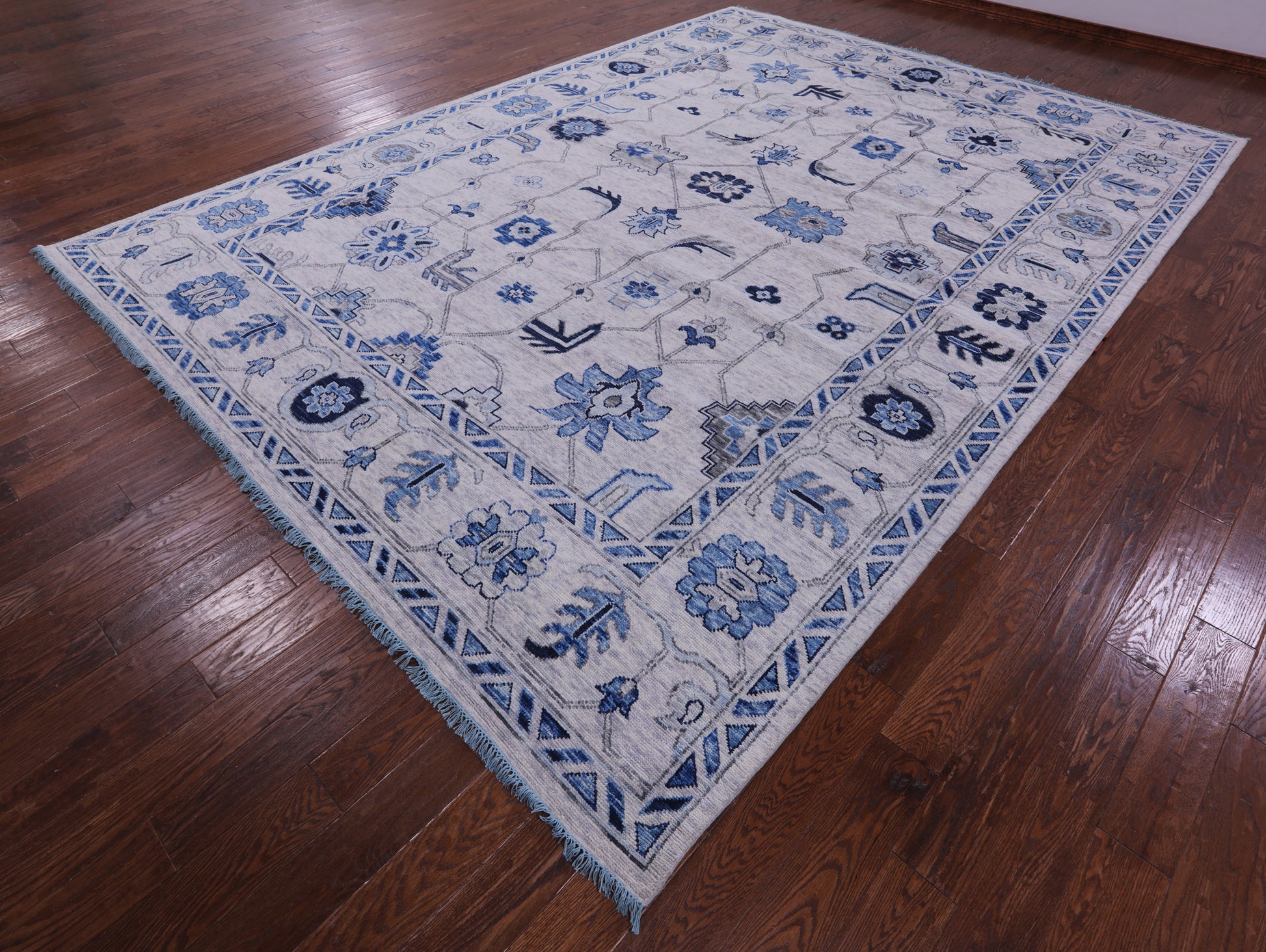 Grey Turkish Oushak Hand Knotted Wool Rug - 10' 2" X 13' 8" - Golden Nile