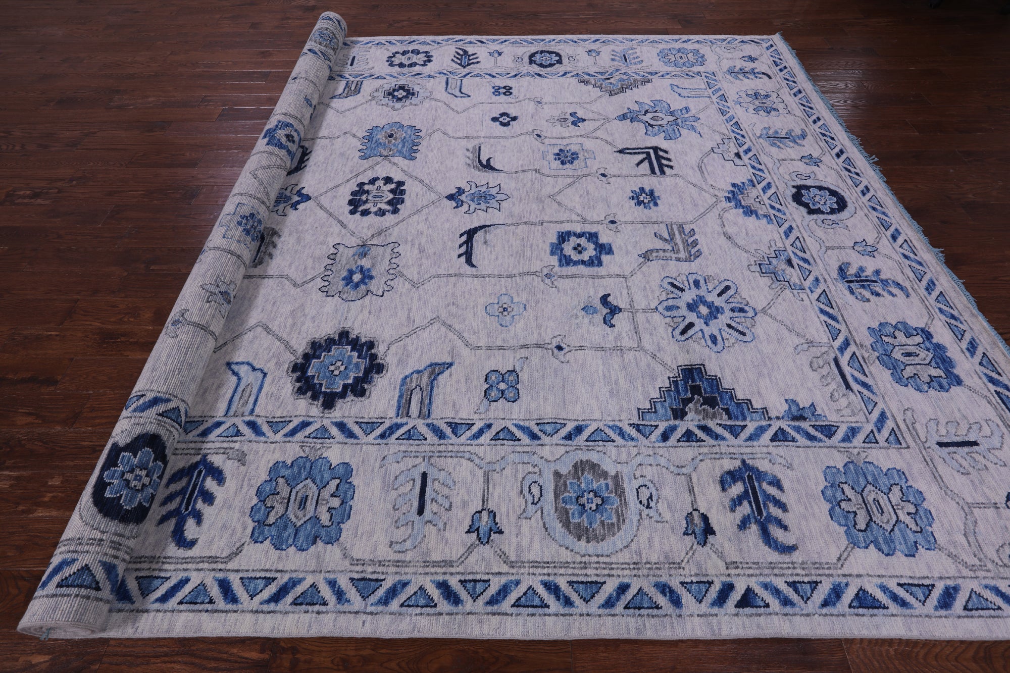 Grey Turkish Oushak Hand Knotted Wool Rug - 10' 2" X 13' 8" - Golden Nile