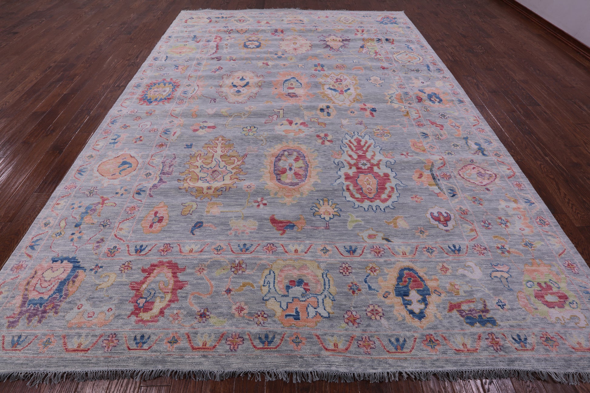 Grey Turkish Oushak Hand Knotted Wool Rug - 10' 1" X 13' 10" - Golden Nile