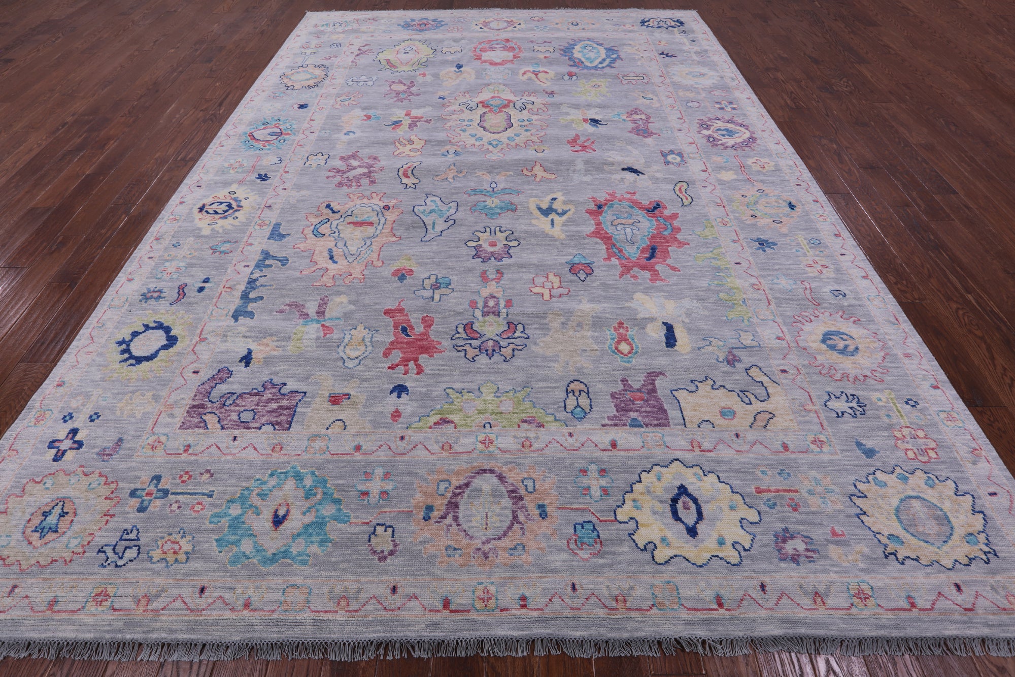 Grey Turkish Oushak Hand Knotted Wool Rug - 9' 11" X 13' 8" - Golden Nile