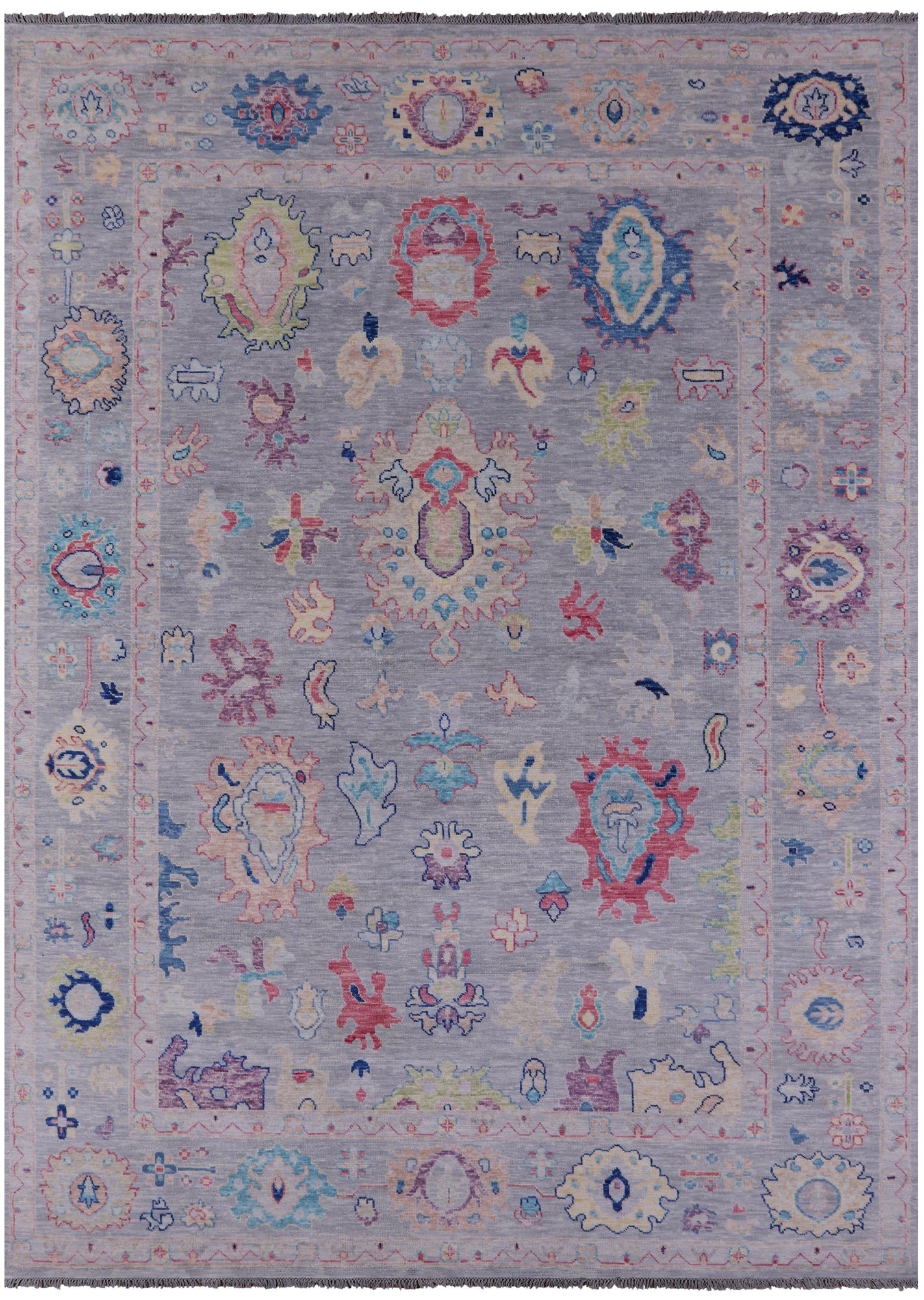 Grey Turkish Oushak Hand Knotted Wool Rug - 9' 11" X 13' 8" - Golden Nile