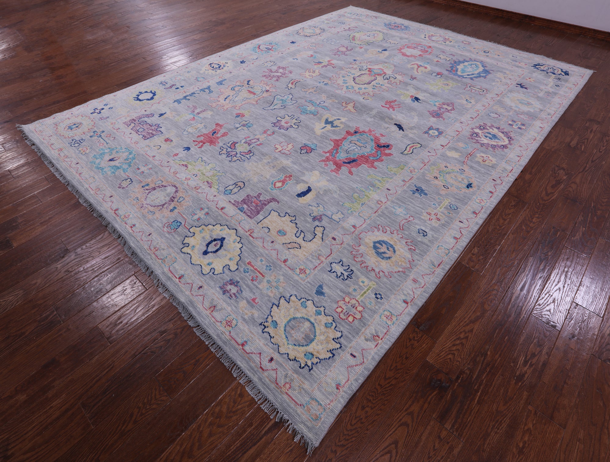 Grey Turkish Oushak Hand Knotted Wool Rug - 9' 11" X 13' 8" - Golden Nile