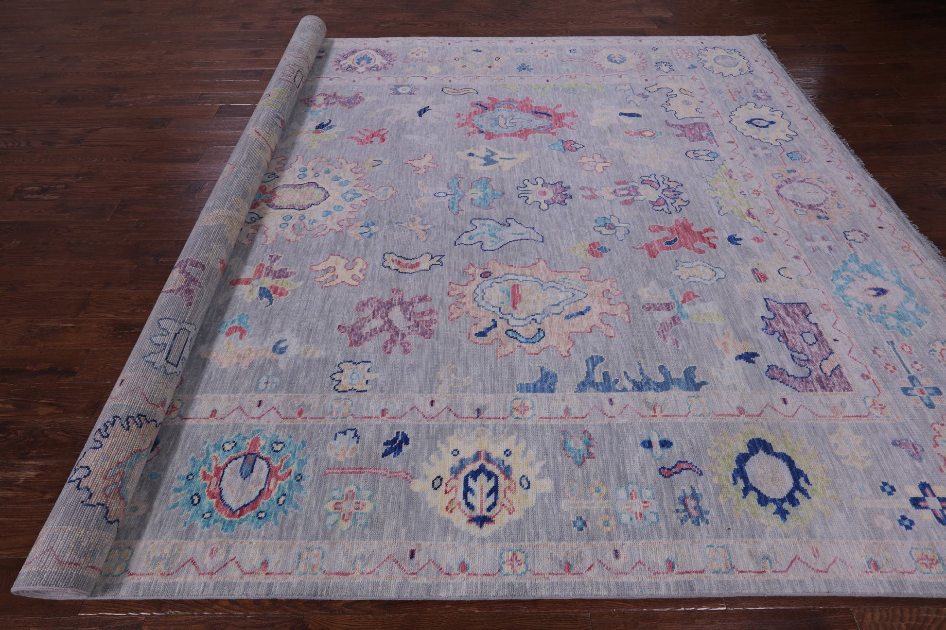 Grey Turkish Oushak Hand Knotted Wool Rug - 9' 11" X 13' 8" - Golden Nile