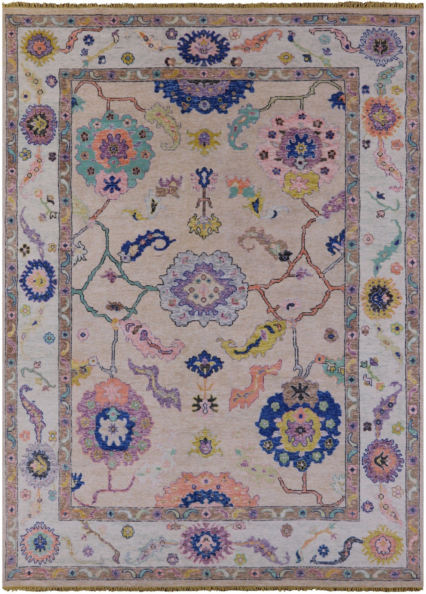 Turkish Oushak Hand Knotted Wool Rug - 10' 2" X 13' 11" - Golden Nile