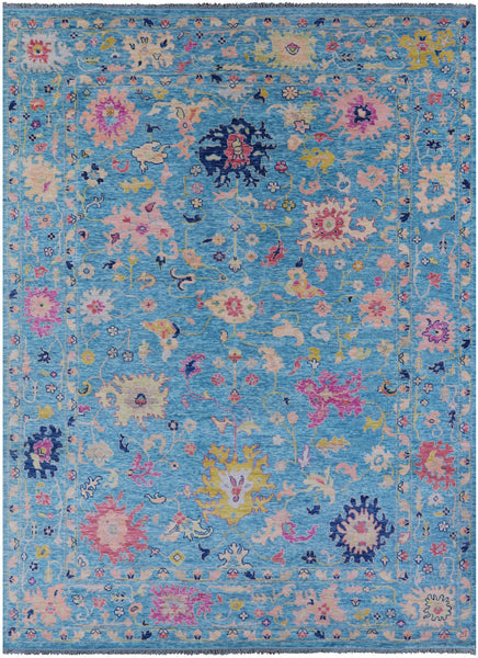 Blue Turkish Oushak Handmade Wool Rug - 10' 2" X 13' 11" - Golden Nile