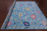 Blue Turkish Oushak Handmade Wool Rug - 10' 2" X 13' 11" - Golden Nile