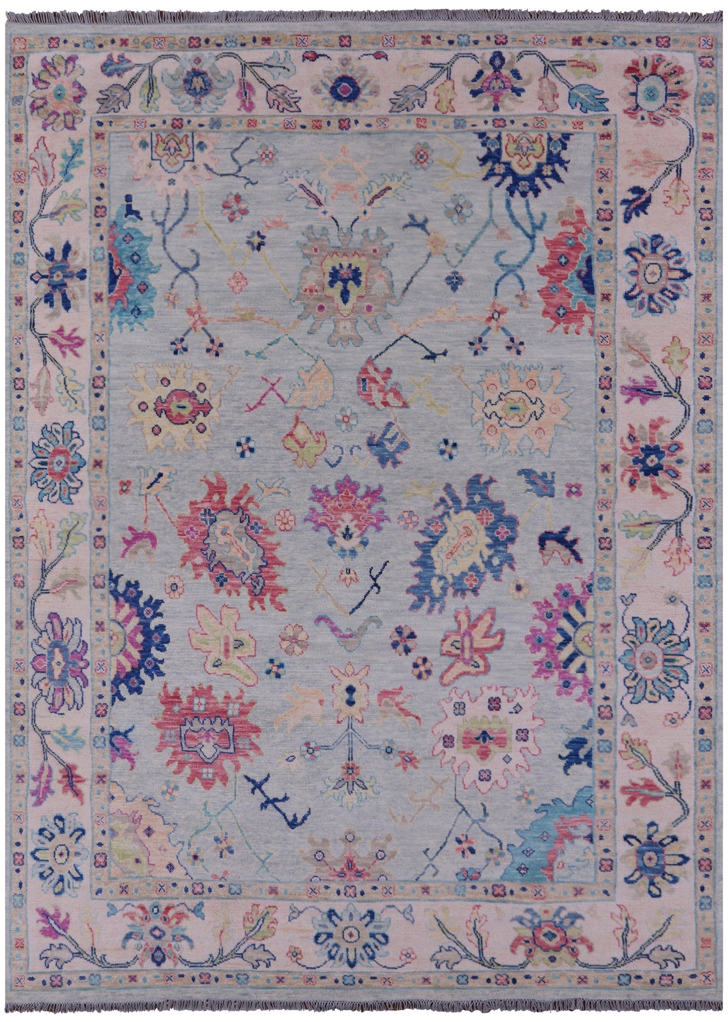 Light Blue Turkish Oushak Hand Knotted Wool Rug - 8' 11" X 12' 3" - Golden Nile