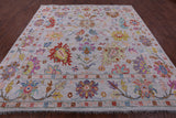 Grey Square Turkish Oushak Hand Knotted Wool Rug - 10' 1" X 10' 3" - Golden Nile