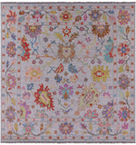 Grey Square Turkish Oushak Hand Knotted Wool Rug - 10' 1" X 10' 3" - Golden Nile