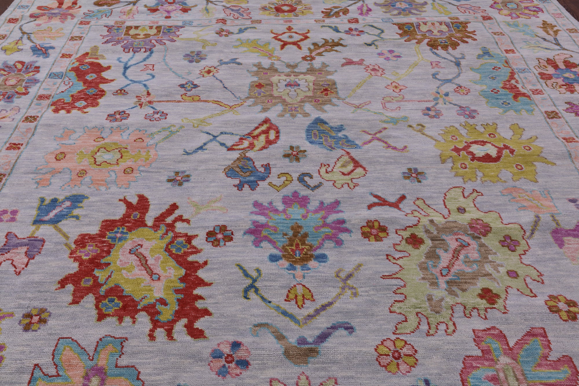 Grey Square Turkish Oushak Hand Knotted Wool Rug - 10' 1" X 10' 3" - Golden Nile