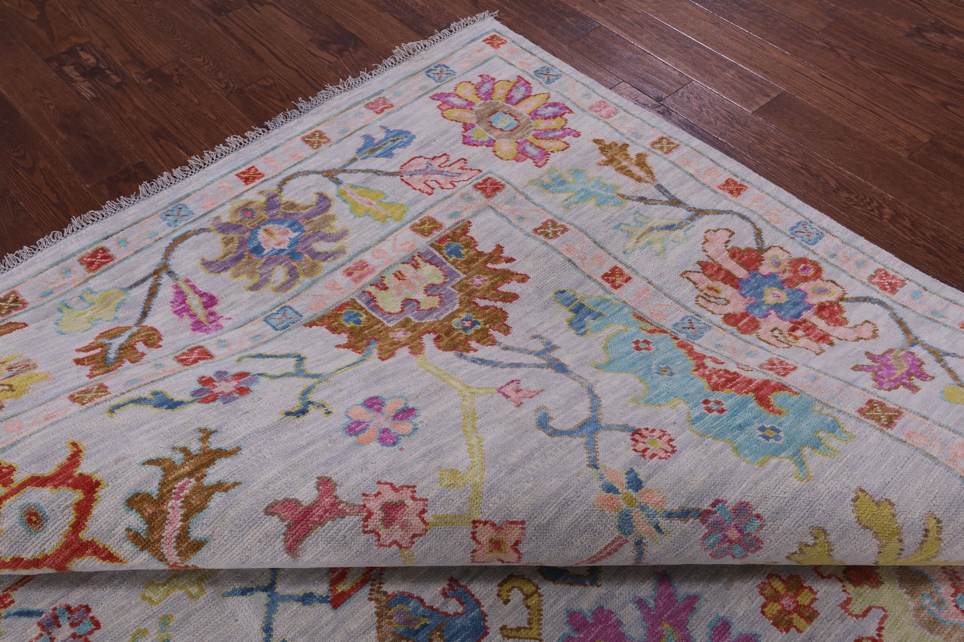 Grey Square Turkish Oushak Hand Knotted Wool Rug - 10' 1" X 10' 3" - Golden Nile