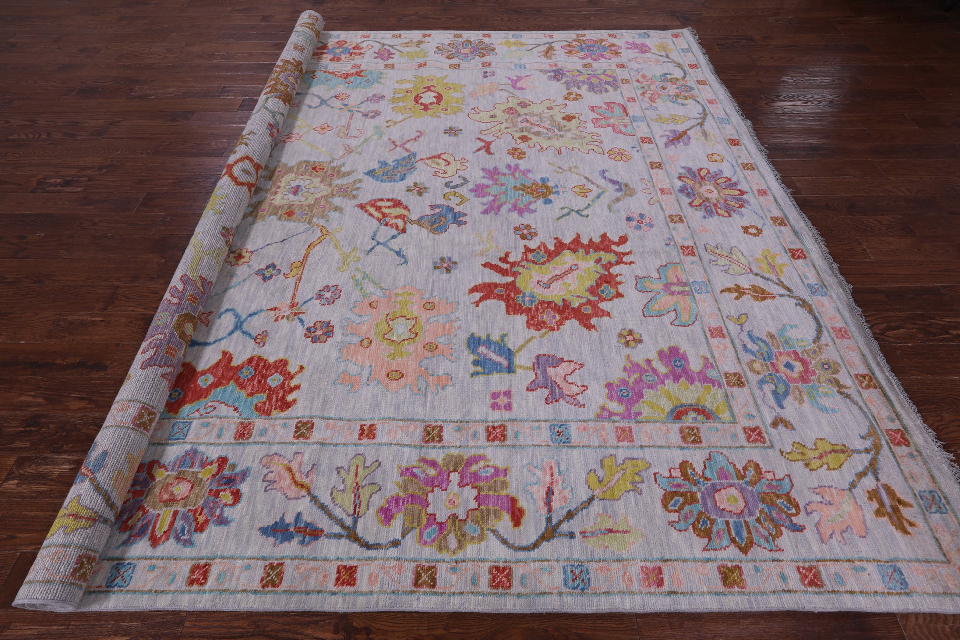 Grey Square Turkish Oushak Hand Knotted Wool Rug - 10' 1" X 10' 3" - Golden Nile