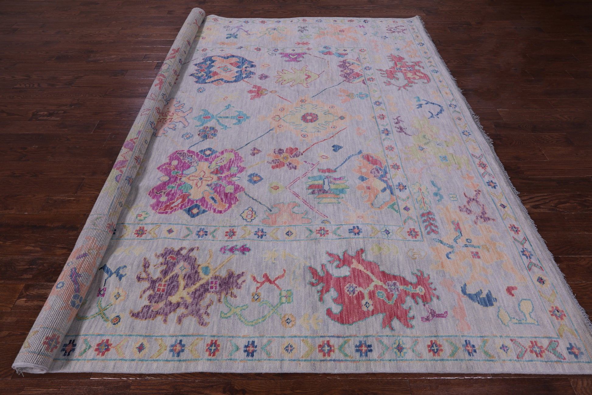 Grey Square Turkish Oushak Hand Knotted Wool Rug - 10' 0" X 10' 1" - Golden Nile