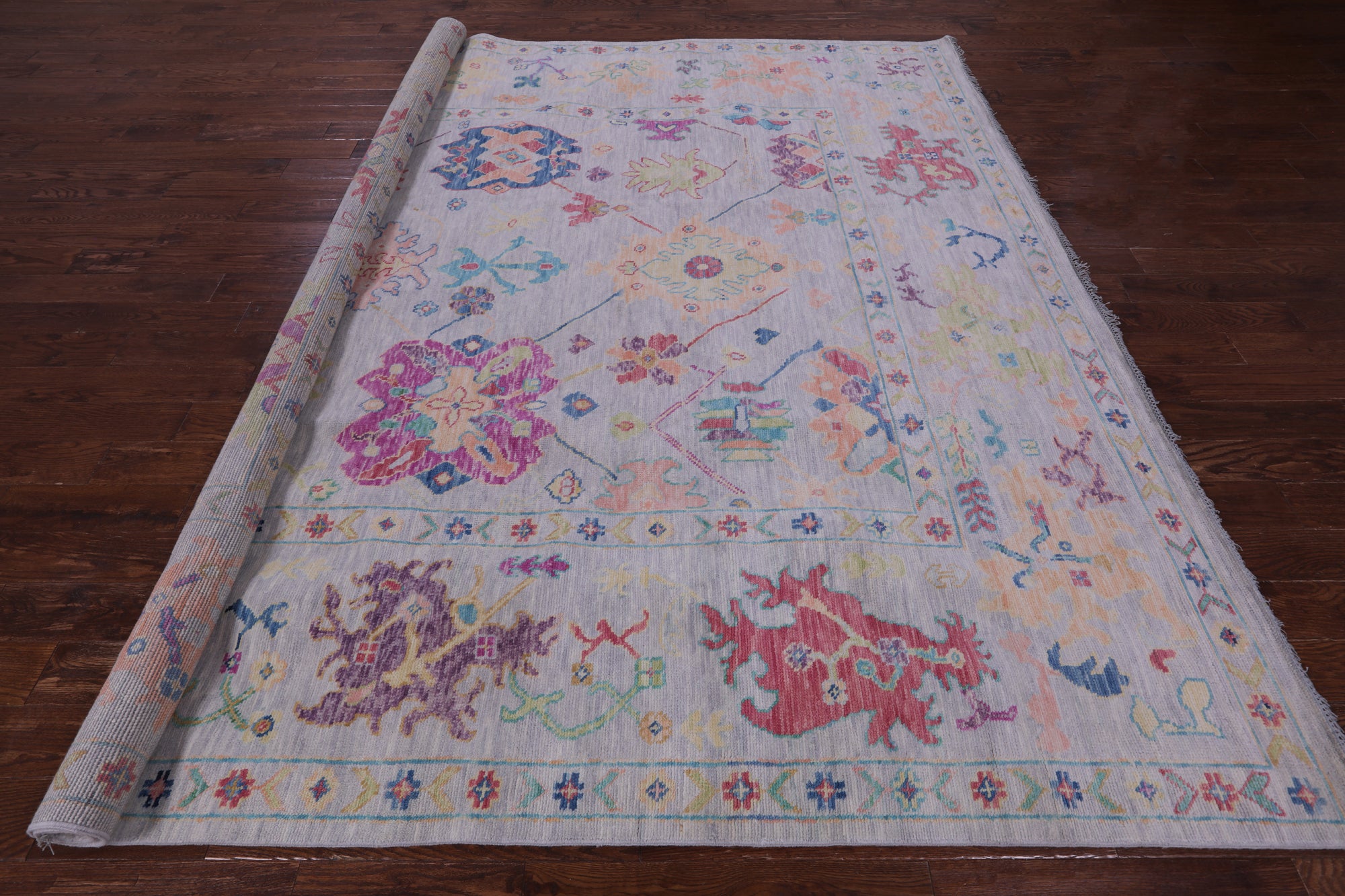 Grey Square Turkish Oushak Hand Knotted Wool Rug - 10' 0" X 10' 1" - Golden Nile