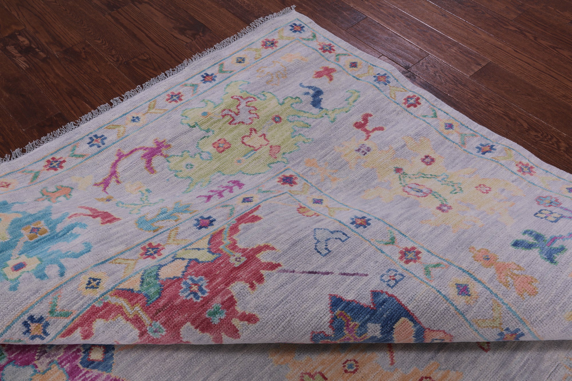 Grey Square Turkish Oushak Hand Knotted Wool Rug - 10' 0" X 10' 1" - Golden Nile