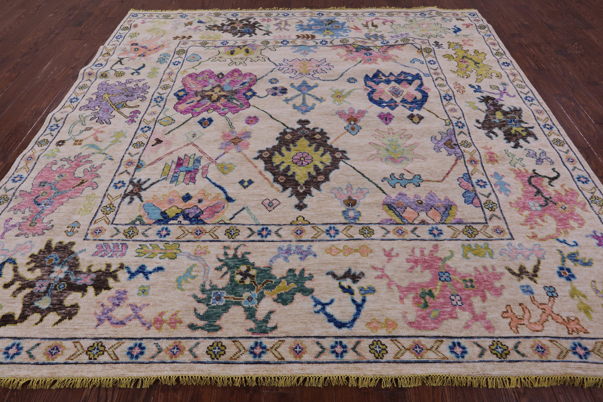 Ivory Turkish Oushak Hand Knotted Wool Rug - 9' 9" X 10' 5" - Golden Nile