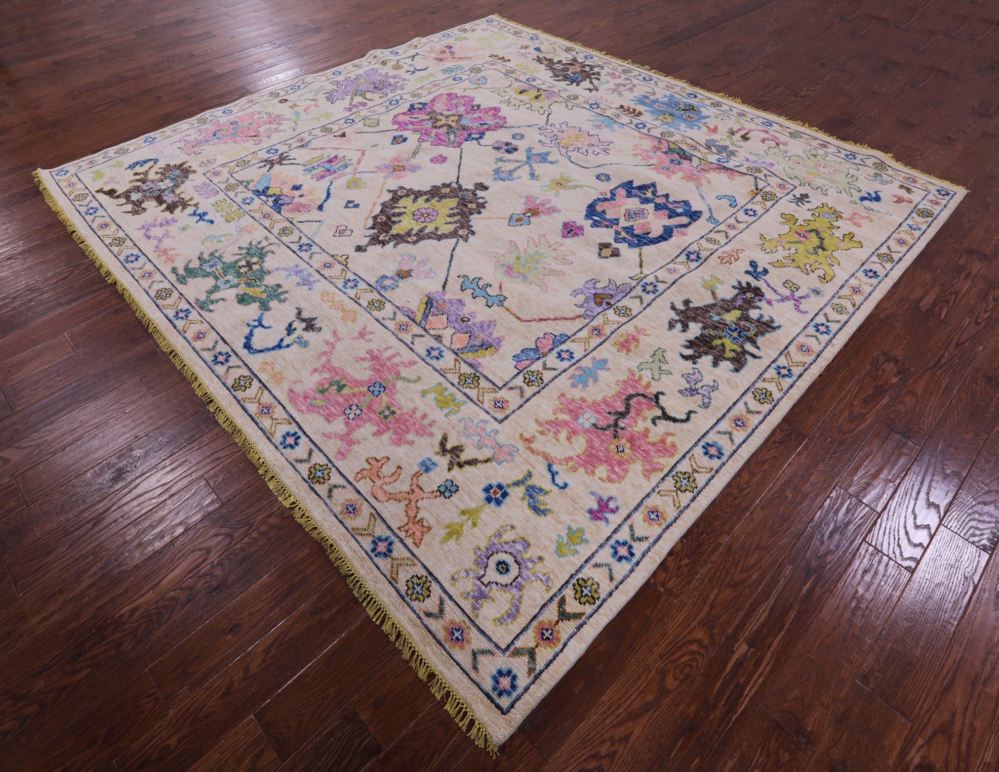 Ivory Turkish Oushak Hand Knotted Wool Rug - 9' 9" X 10' 5" - Golden Nile