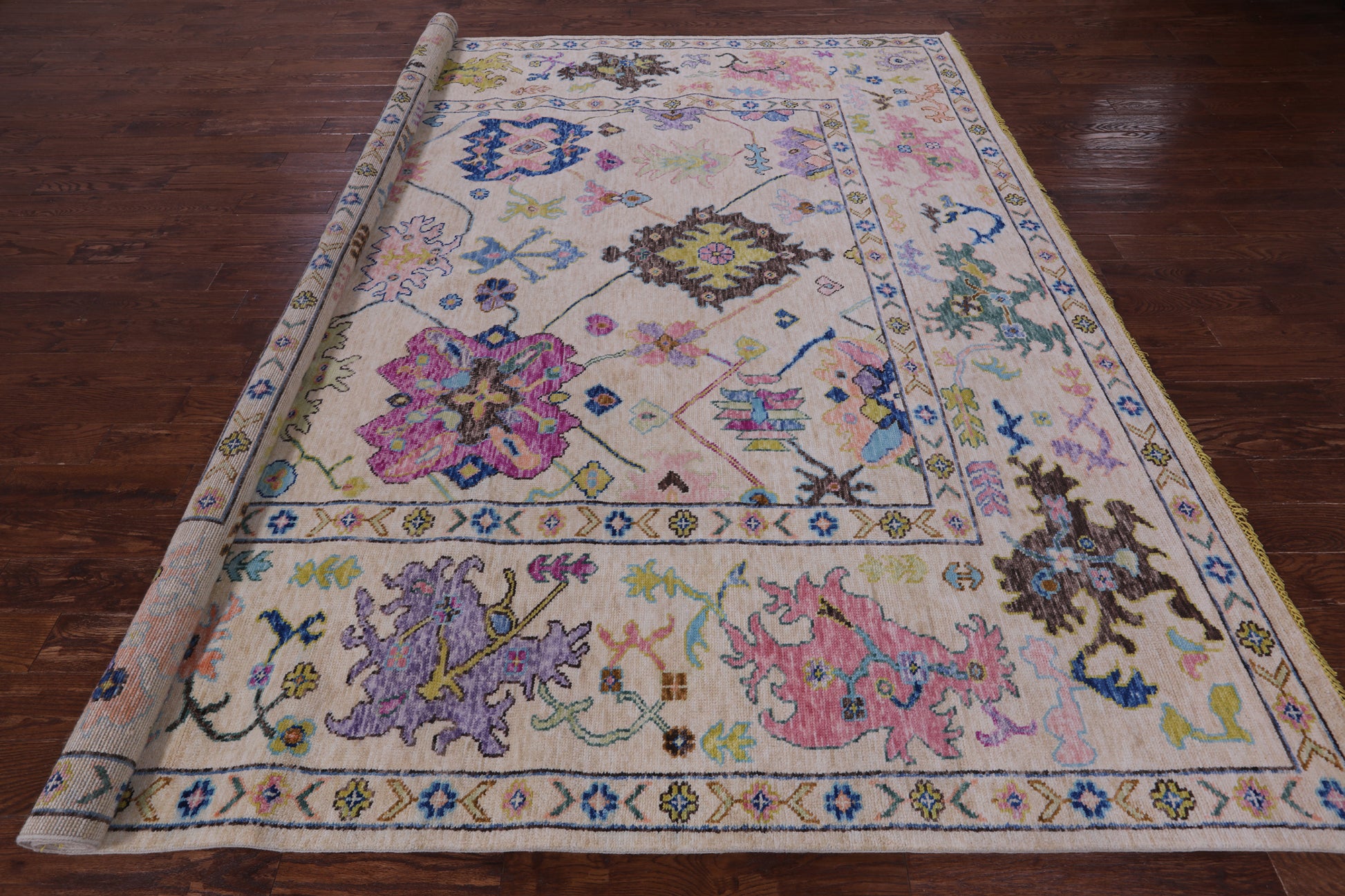 Ivory Turkish Oushak Hand Knotted Wool Rug - 9' 9" X 10' 5" - Golden Nile