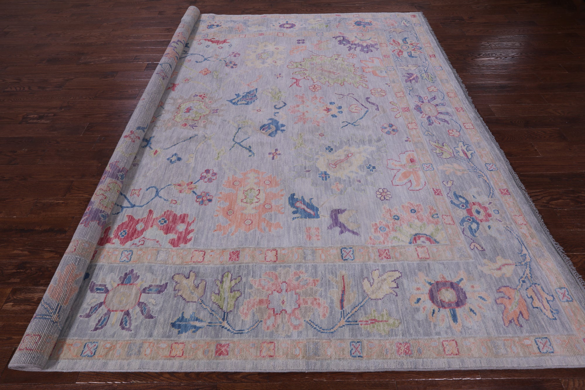 Grey Square Turkish Oushak Hand Knotted Wool Rug - 9' 11" X 10' 3" - Golden Nile