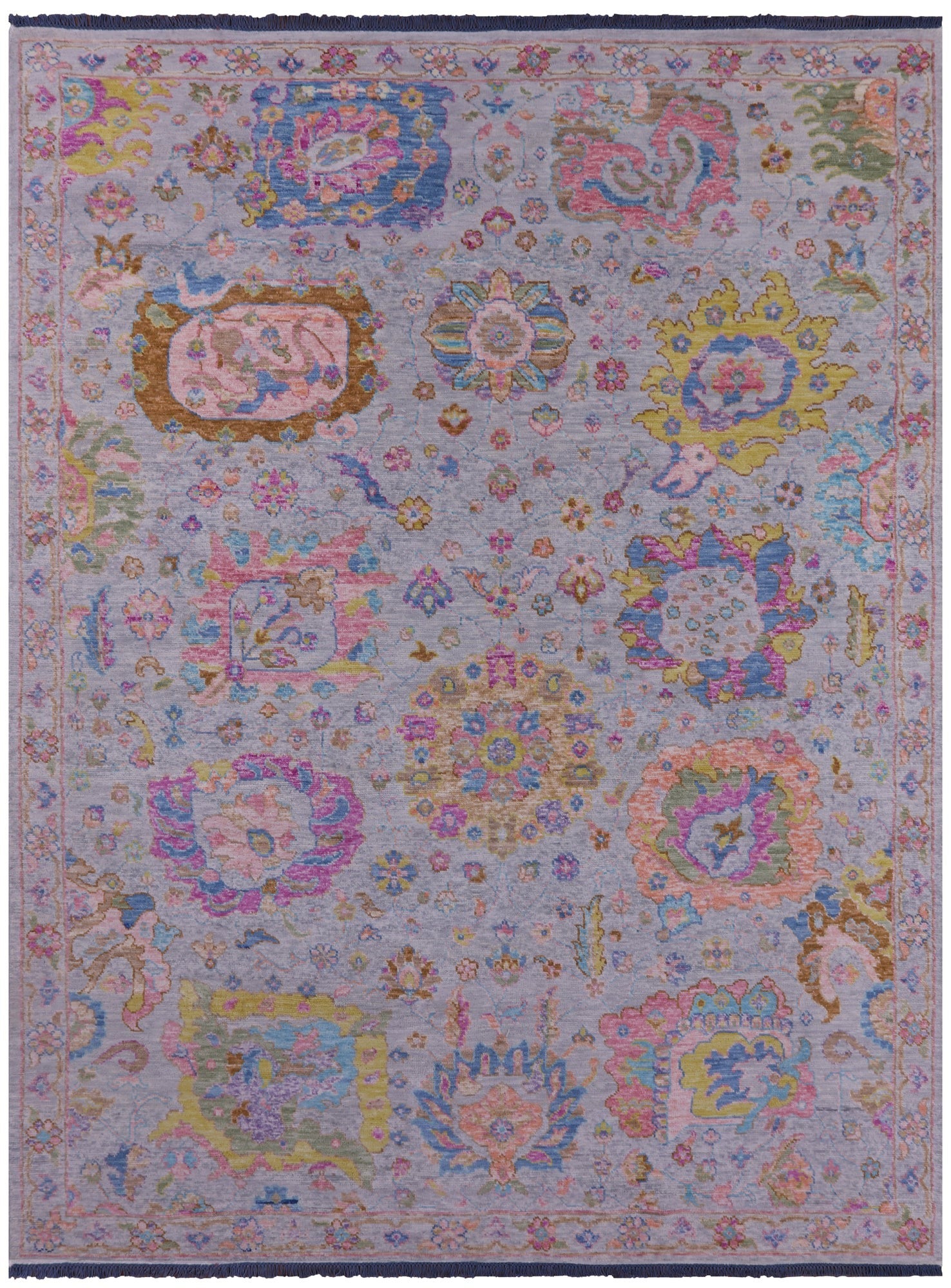 Grey Turkish Oushak Hand Knotted Wool Rug - 9' 1" X 12' 0" - Golden Nile