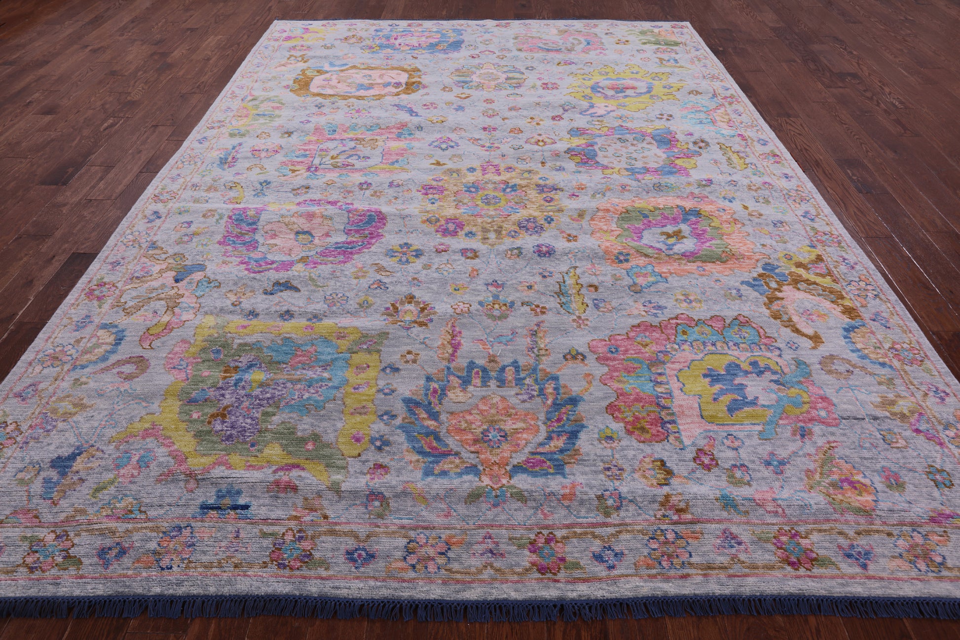 Grey Turkish Oushak Hand Knotted Wool Rug - 9' 1" X 12' 0" - Golden Nile