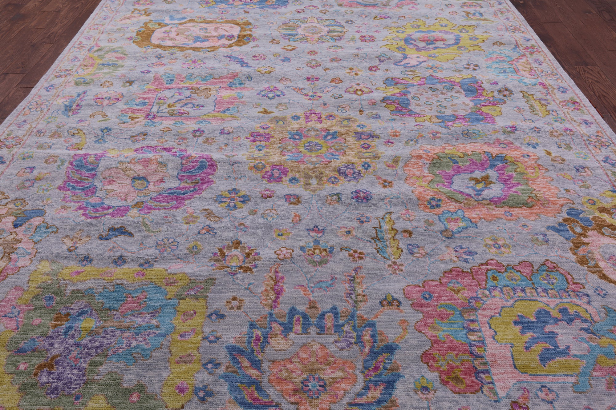 Grey Turkish Oushak Hand Knotted Wool Rug - 9' 1" X 12' 0" - Golden Nile