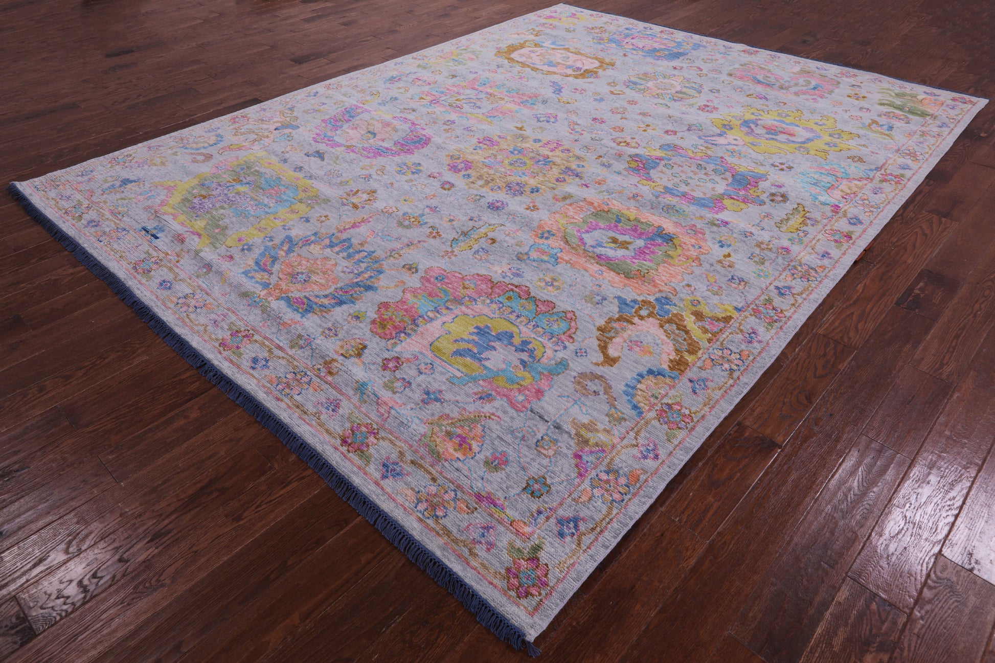 Grey Turkish Oushak Hand Knotted Wool Rug - 9' 1" X 12' 0" - Golden Nile