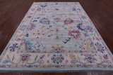 Light Blue Turkish Oushak Hand Knotted Wool Rug - 9' 1" X 12' 0" - Golden Nile