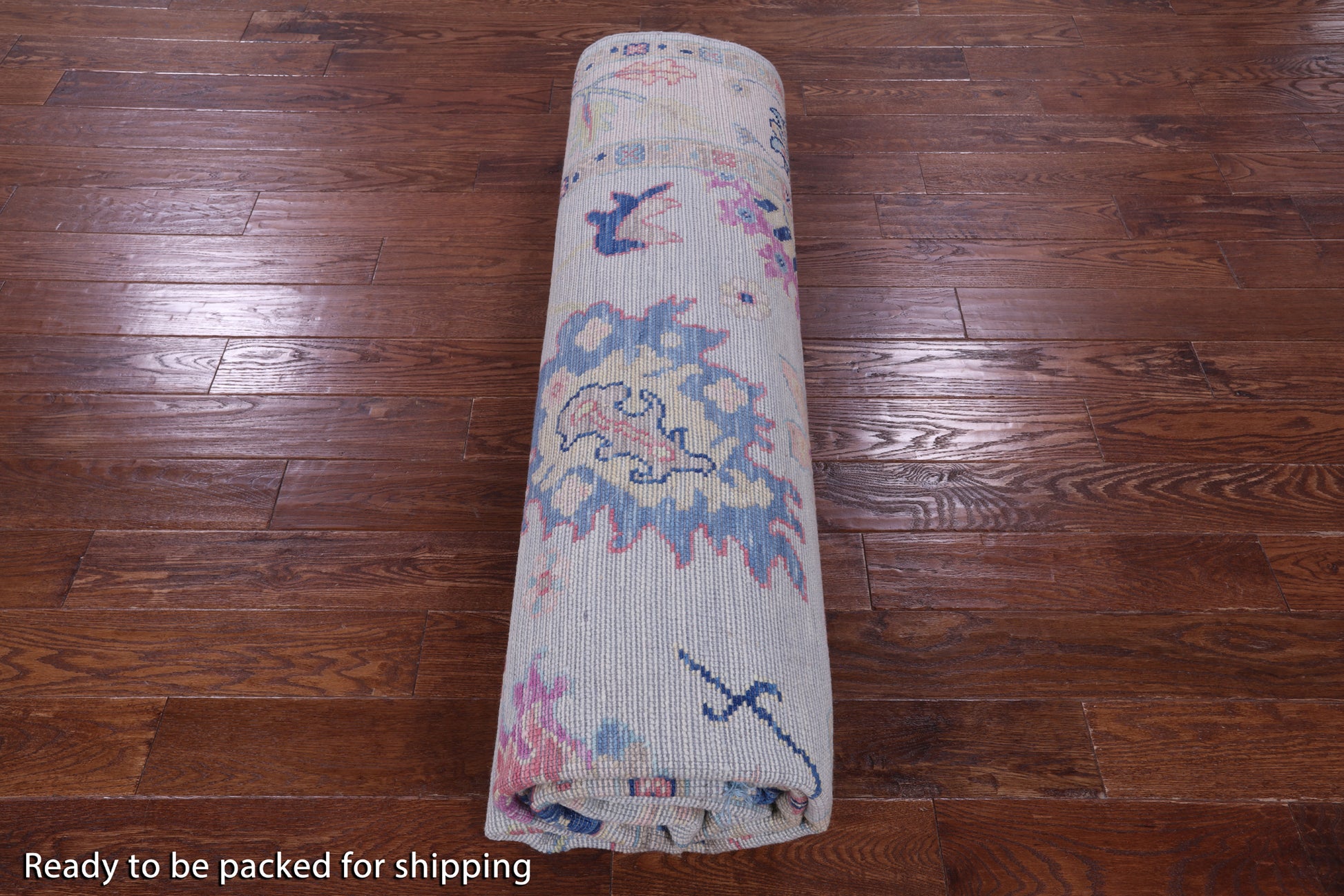 Light Blue Turkish Oushak Hand Knotted Wool Rug - 9' 1" X 12' 0" - Golden Nile