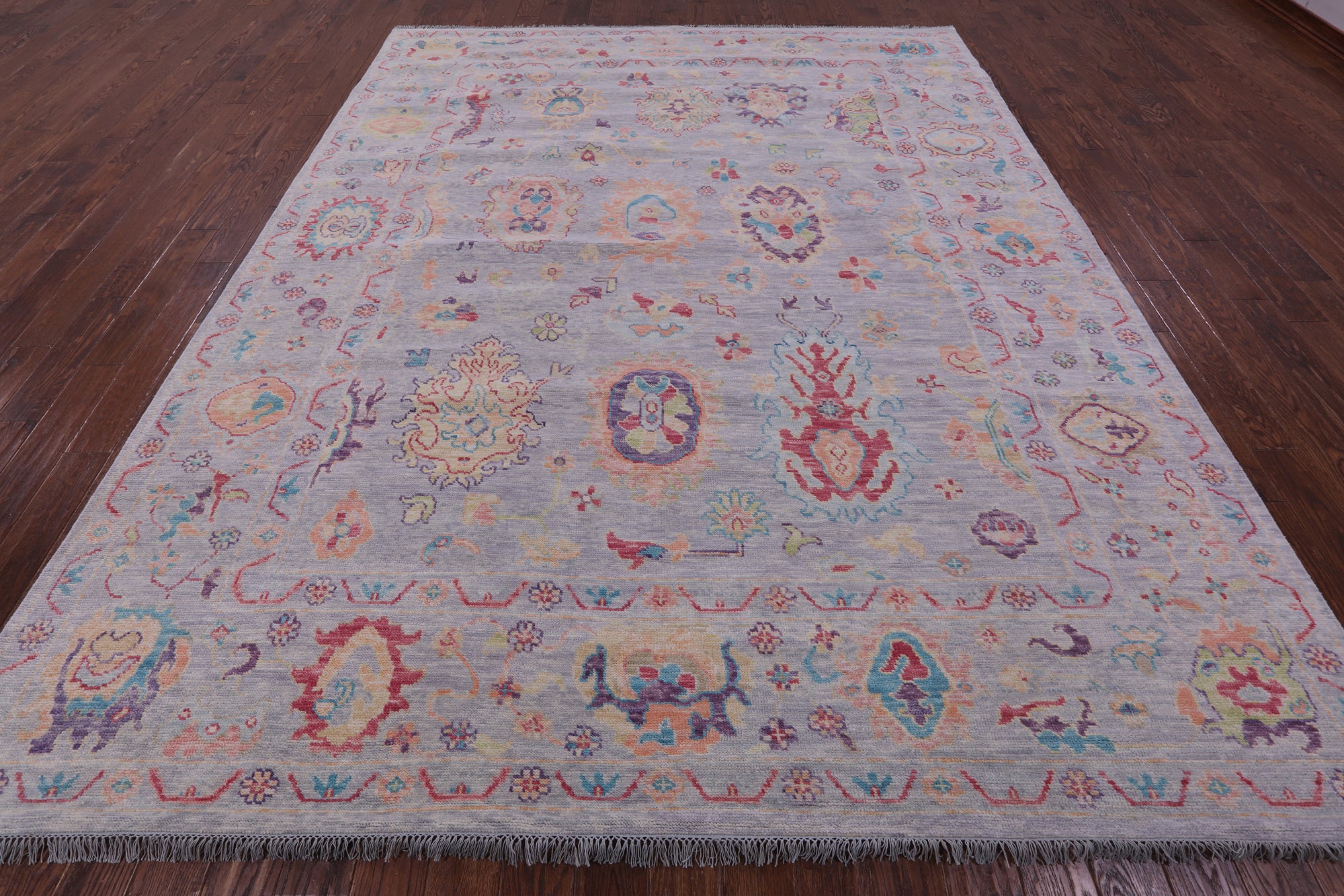 Grey Turkish Oushak Hand Knotted Wool Rug - 9' 4" X 11' 9" - Golden Nile