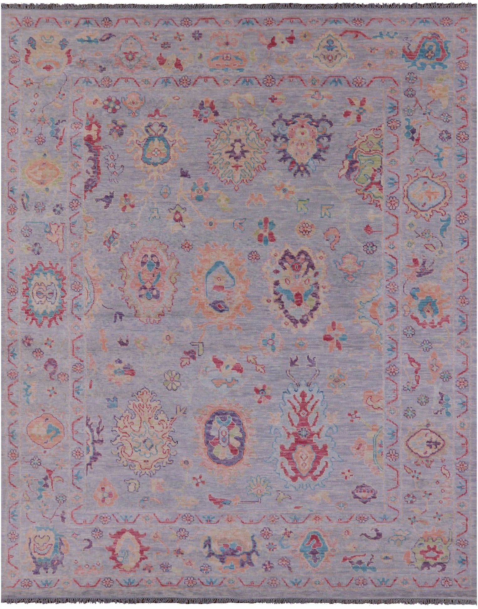 Grey Turkish Oushak Hand Knotted Wool Rug - 9' 4" X 11' 9" - Golden Nile