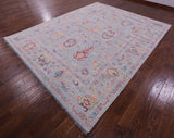 Grey Turkish Oushak Hand Knotted Wool Rug - 9' 4" X 11' 9" - Golden Nile