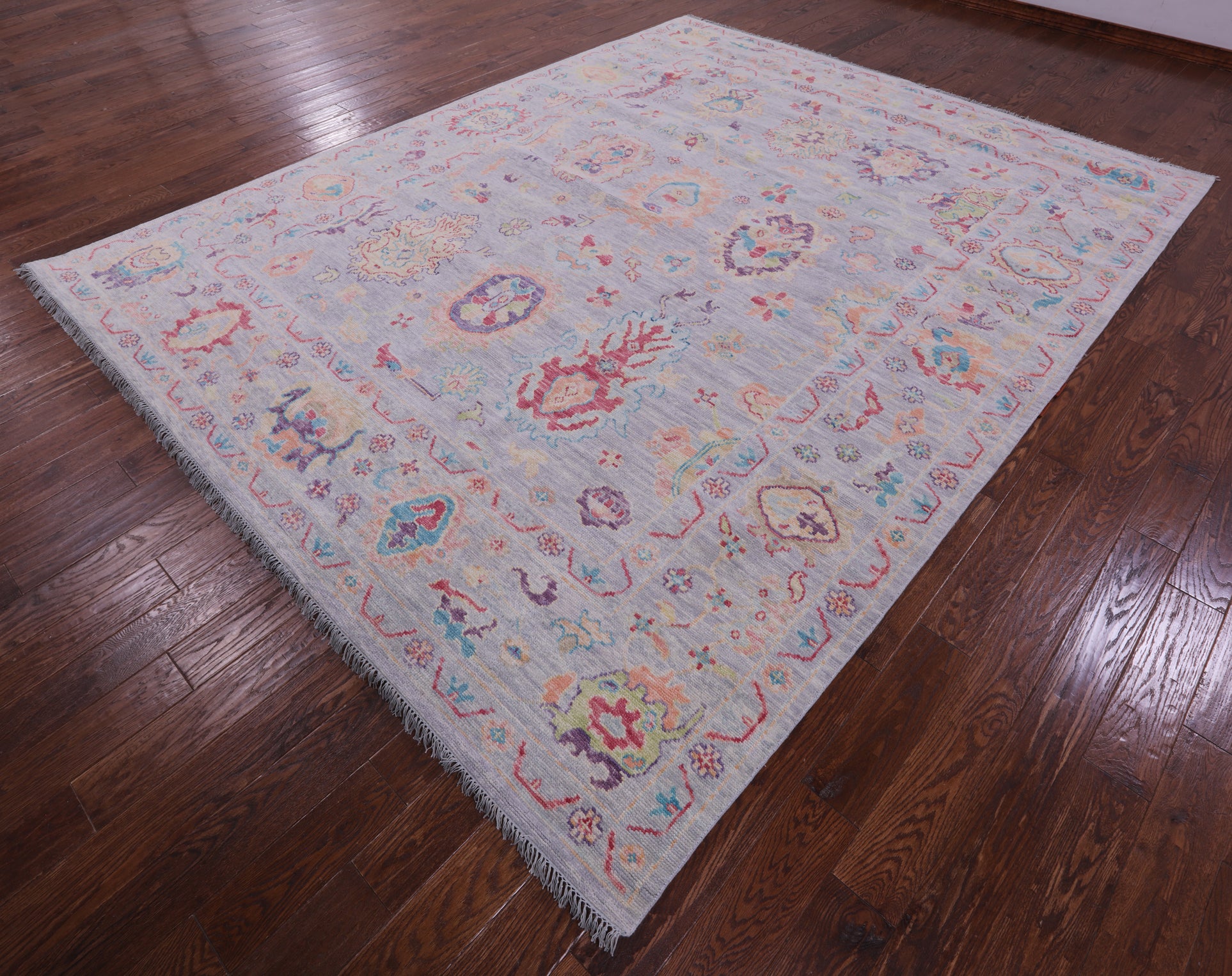 Grey Turkish Oushak Hand Knotted Wool Rug - 9' 4" X 11' 9" - Golden Nile