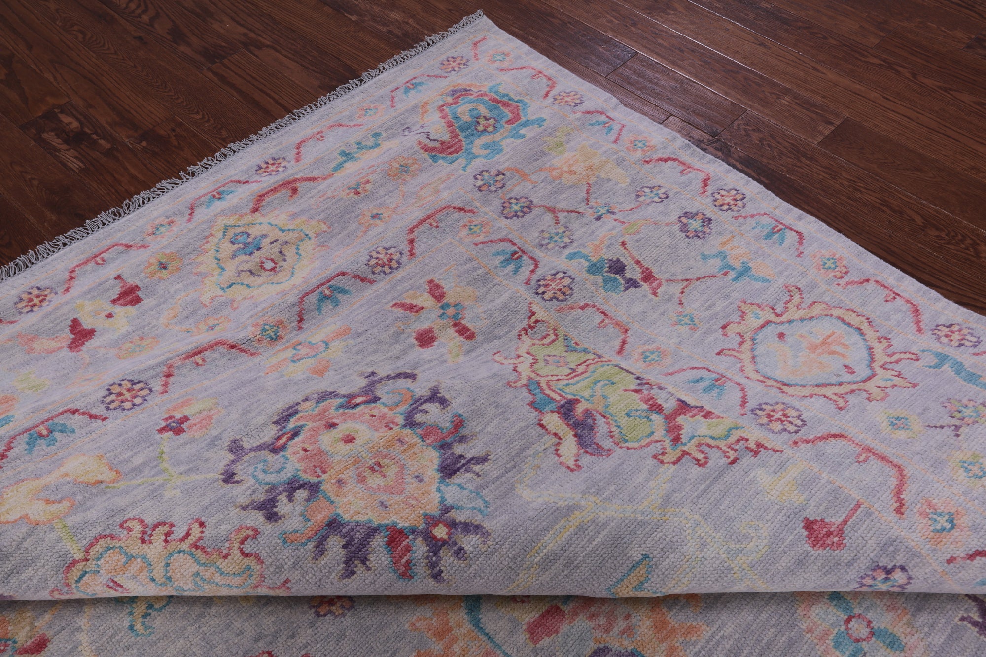 Grey Turkish Oushak Hand Knotted Wool Rug - 9' 4" X 11' 9" - Golden Nile