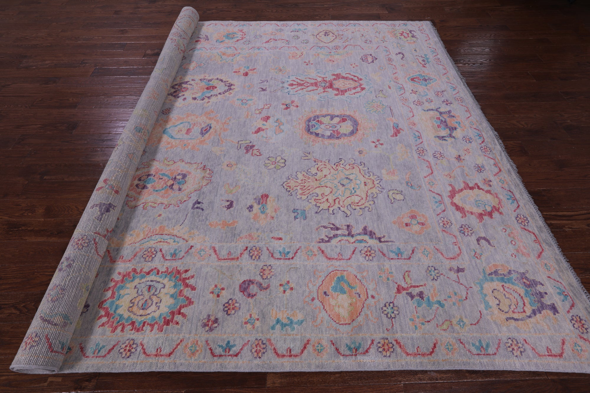 Grey Turkish Oushak Hand Knotted Wool Rug - 9' 4" X 11' 9" - Golden Nile
